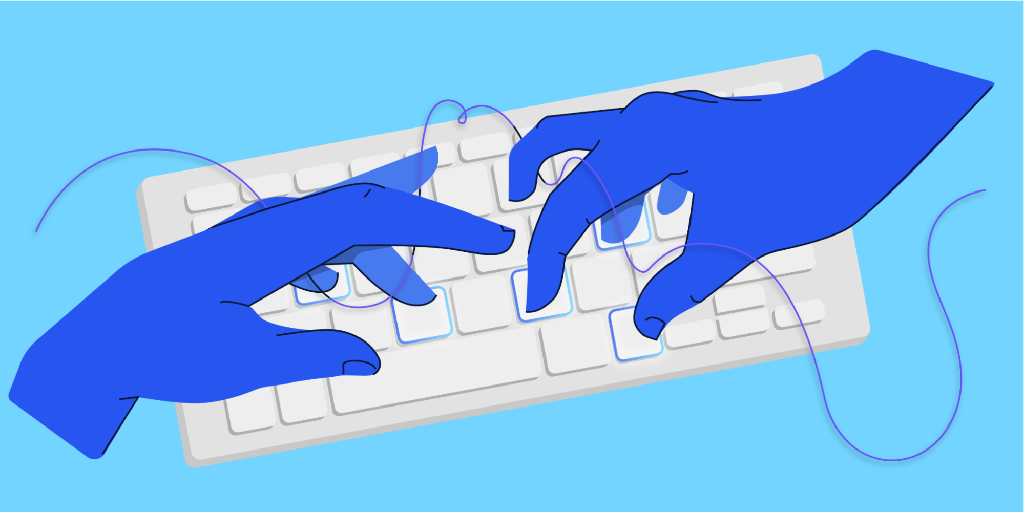 Abstract image of a user's hands typing multiple keys simultaneously.