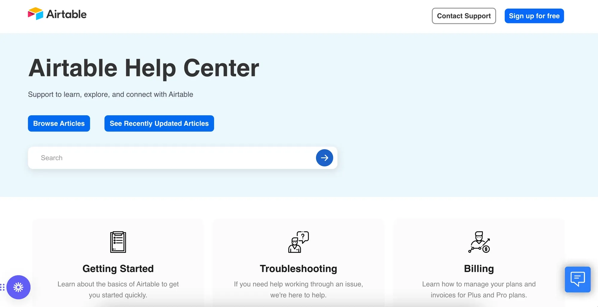 Example of an app’s help center 