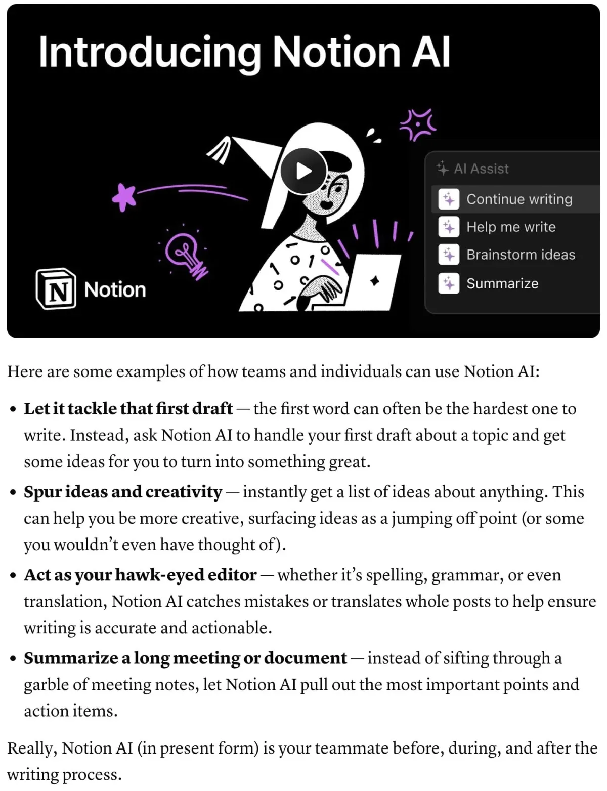 Notion AI launch marketing asset
