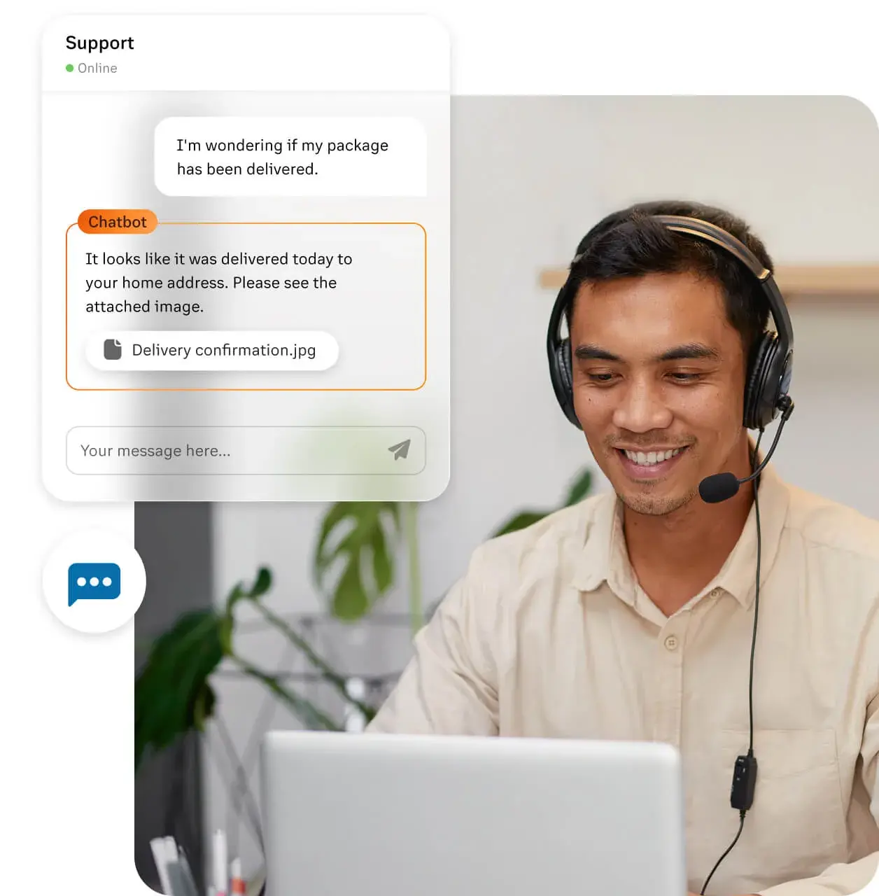 An agent using RingCX to send a confirmation message to a client