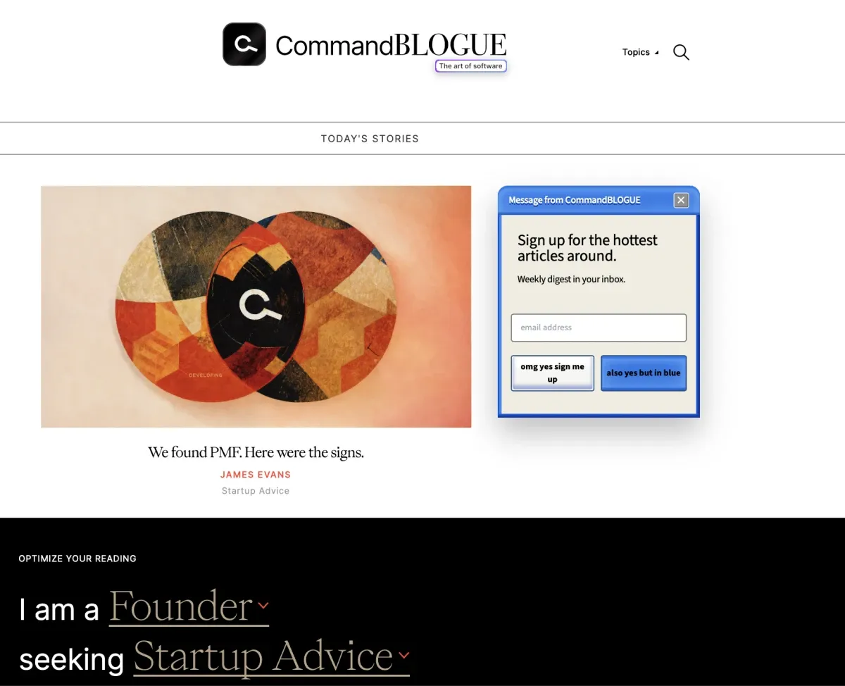 Screenshot of CommandBar blog