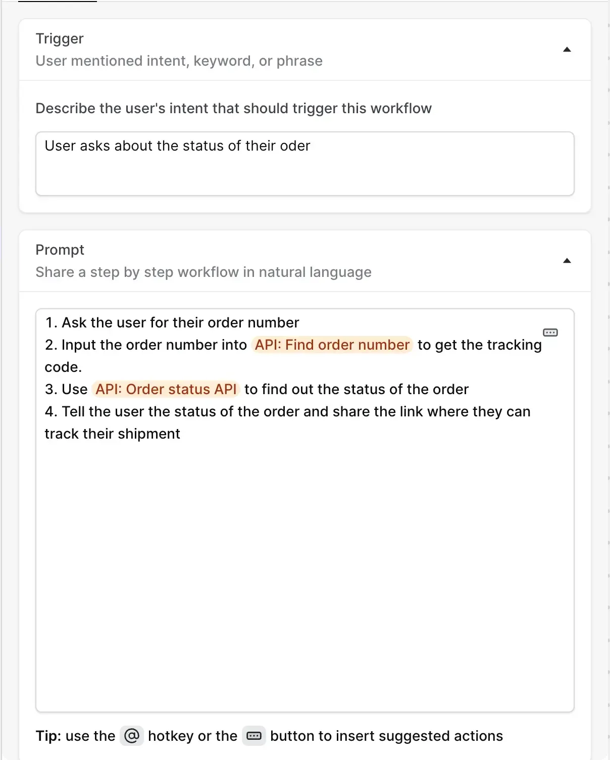 CommandBar Copilot workflow