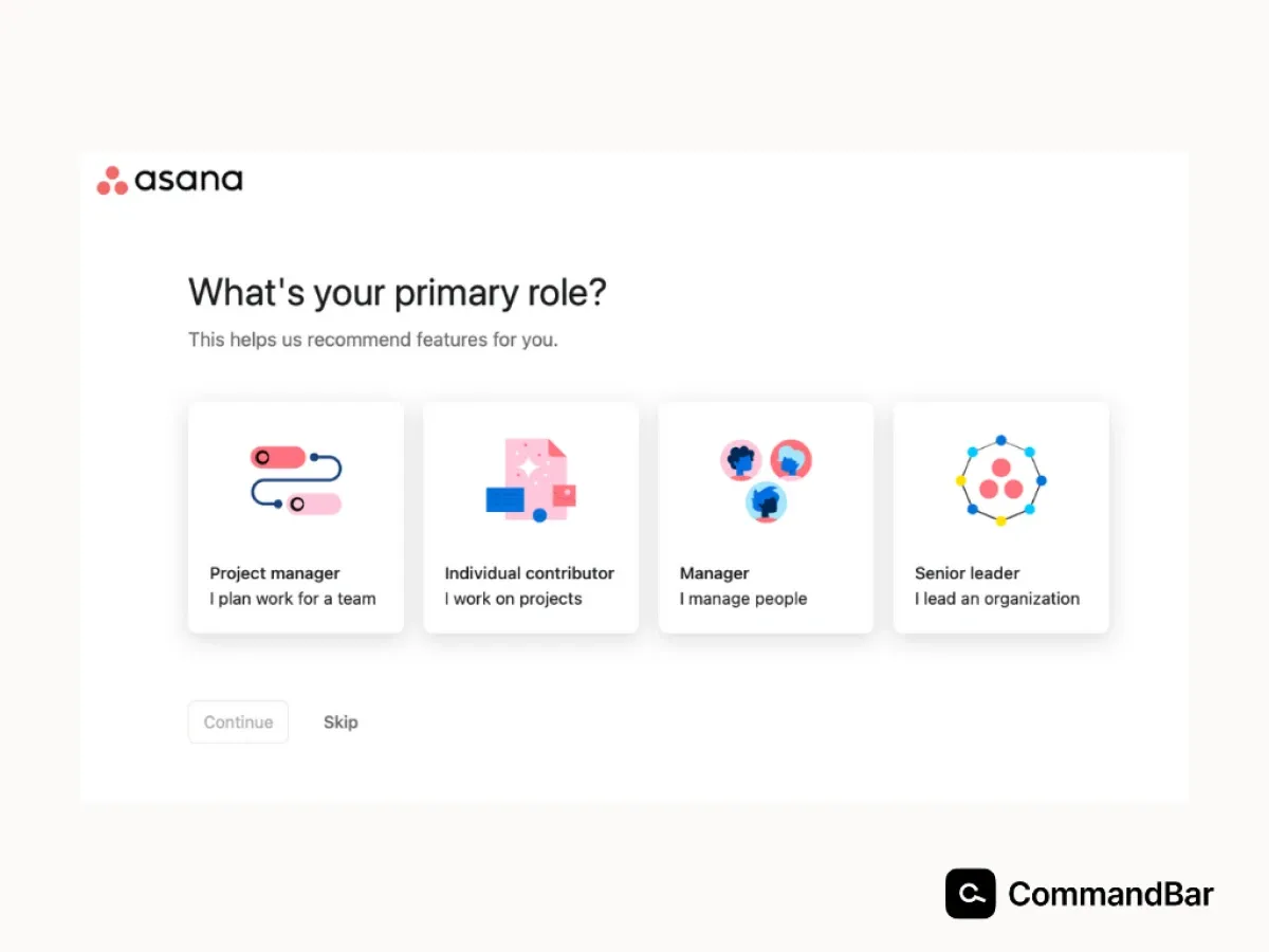 Welcome screen of Asana