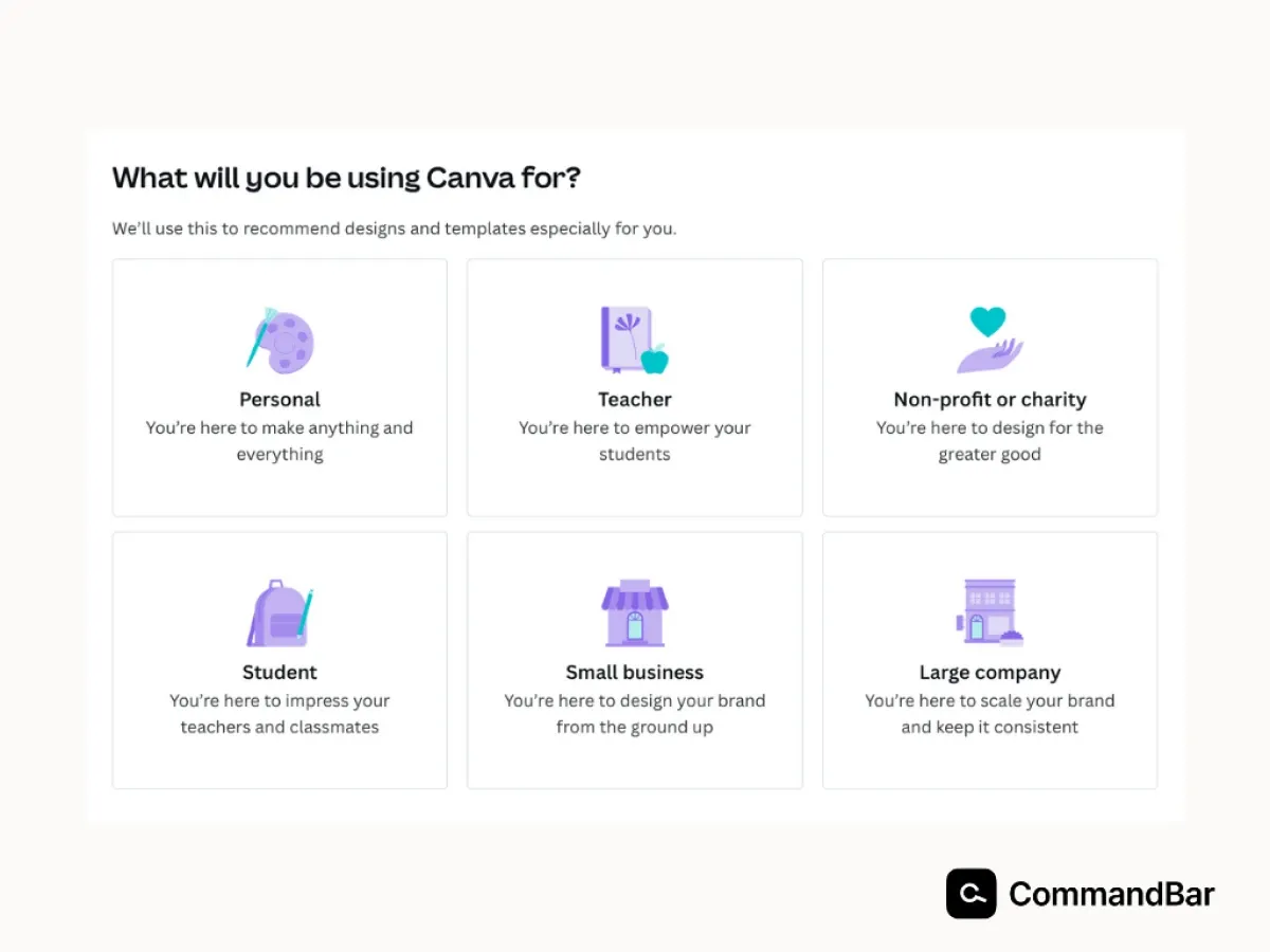 Welcome screen of Canva